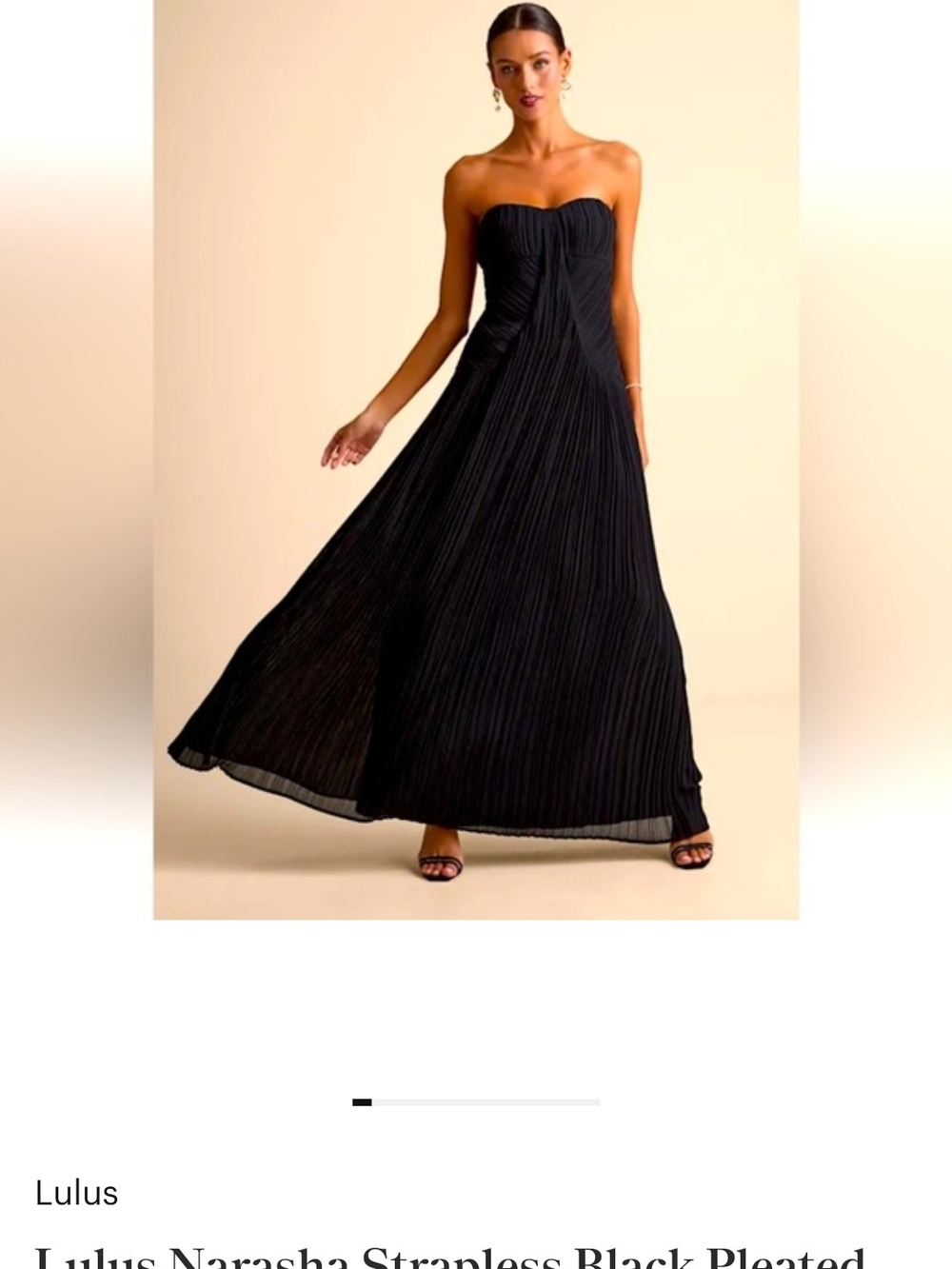 Lulu's Narasha Strapless Black Pleated Maxi Dress